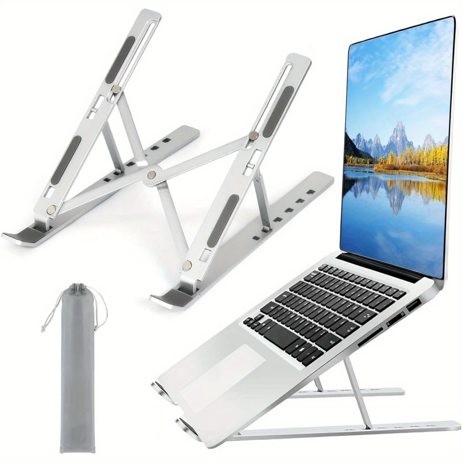 Laptop Stand Bamboo - Soporte de aluminio ajustable para computadora