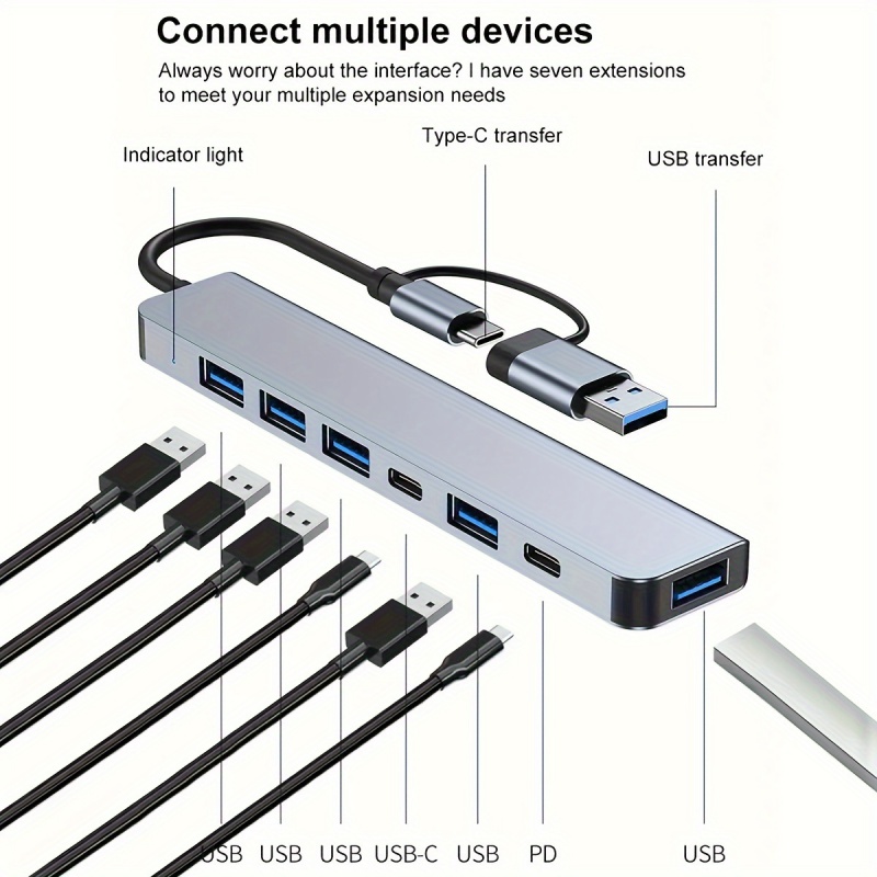 Usb Hub 7 Port - Hub USB-C 7 en 1 con