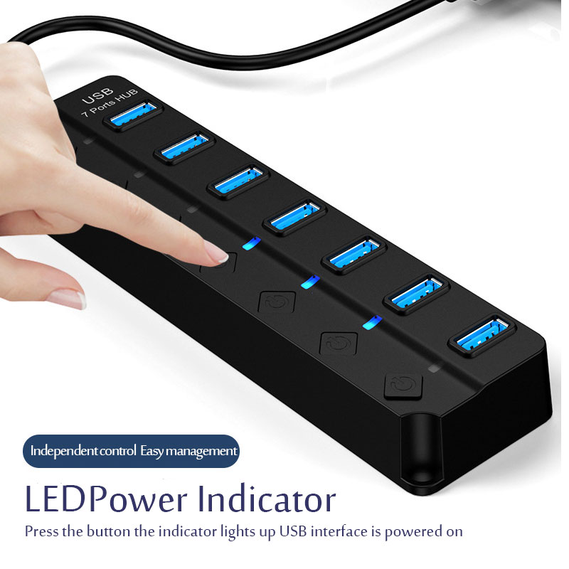 Hub USB 3,0 4 en 1, 7 puertos  - Usb Hub 7 Port reseña y precio