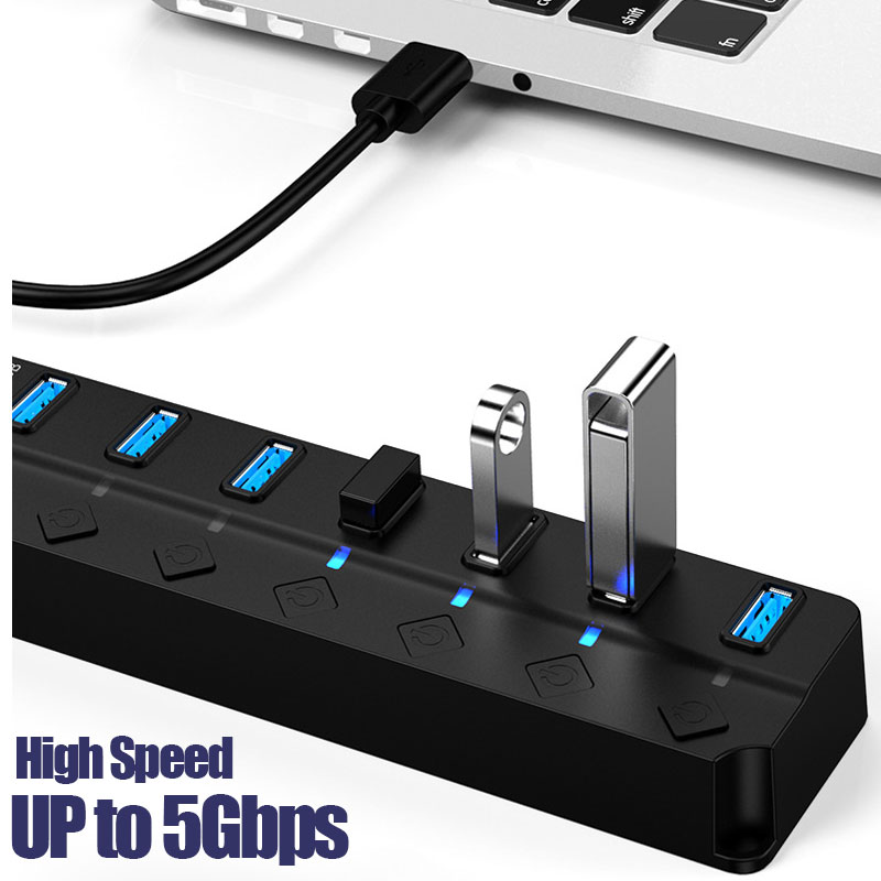 Hub USB 3,0 4 en 1, 7 puertos  - Usb Hub 7 Port reseña y precio