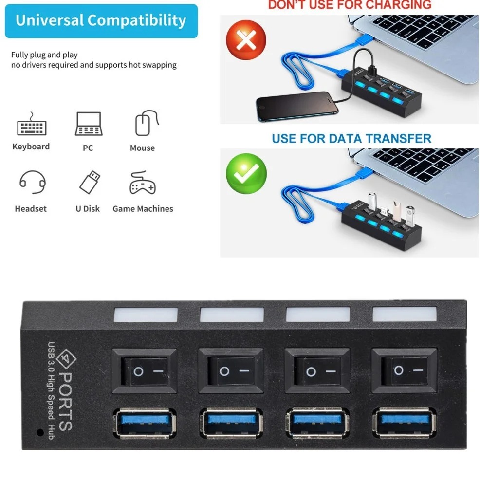 Adaptador expansor USB HUB 3,0 - Usb Hub 7 Port reseña y precio