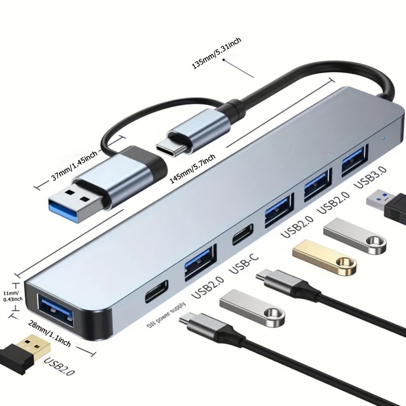 Hub USB-C 7 en 1 con Múltiples - Usb Hub 7 Port reseña y precio